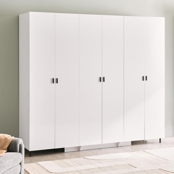Ken 6 Door Wardrobe - Glossy White