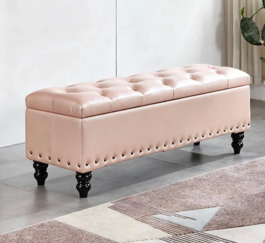 Blush Tufted Storage Ottoman