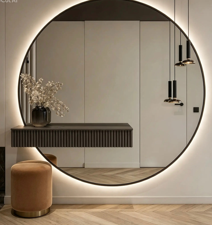 Eclipse Round Mirror & Shelf