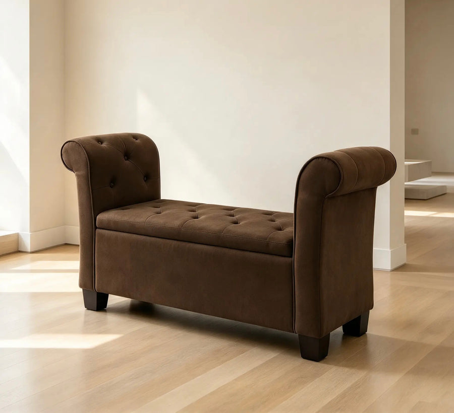 Espresso Roll-Arm Bench
