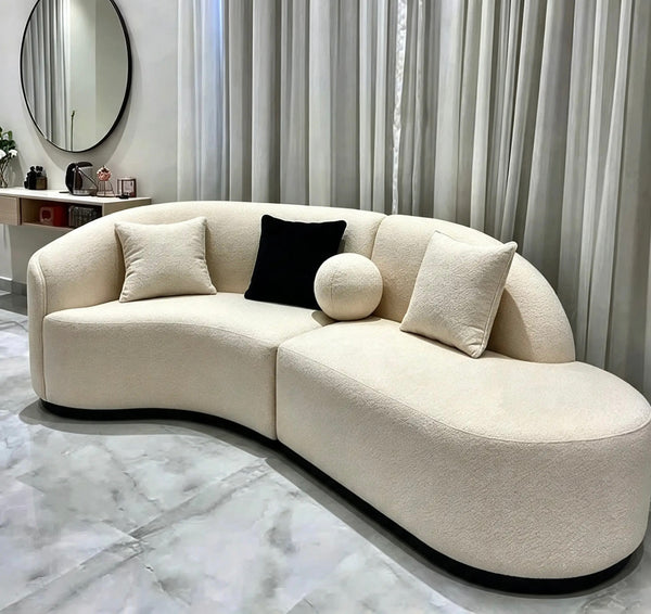 Ivory Curve Chaise Sofa