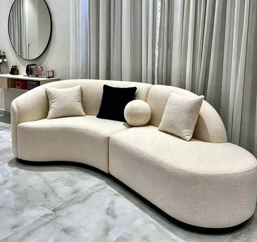 Ivory Curve Chaise Sofa