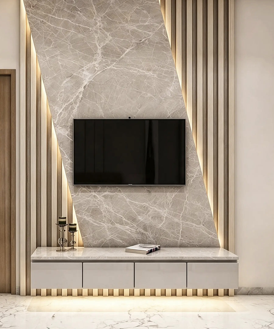 Marmo Diagonal TV Wall