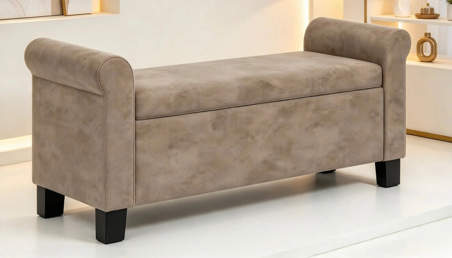 Mocha Suede Bench