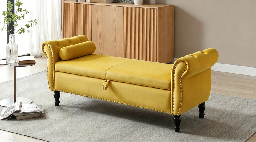 Saffron Velvet Bench